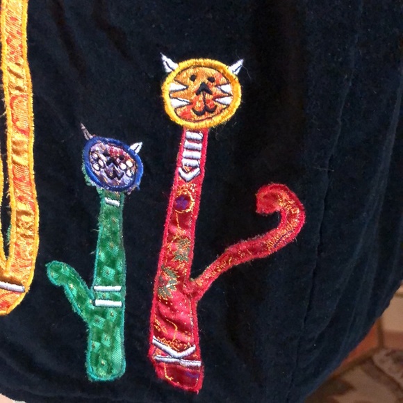 Vintage DRESS BARN Size 1X Embroidered Cat Kitty Kitten Patch Velvet Cotton NWOT - Picture 9 of 16